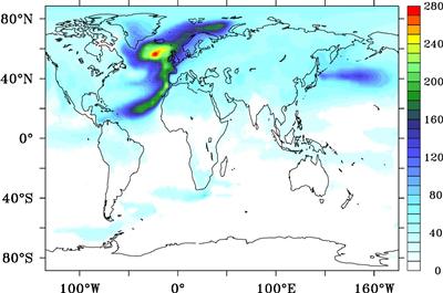 Recovery time in years, defined as the time needed for surface air temperature to recover its values from 1990-2000